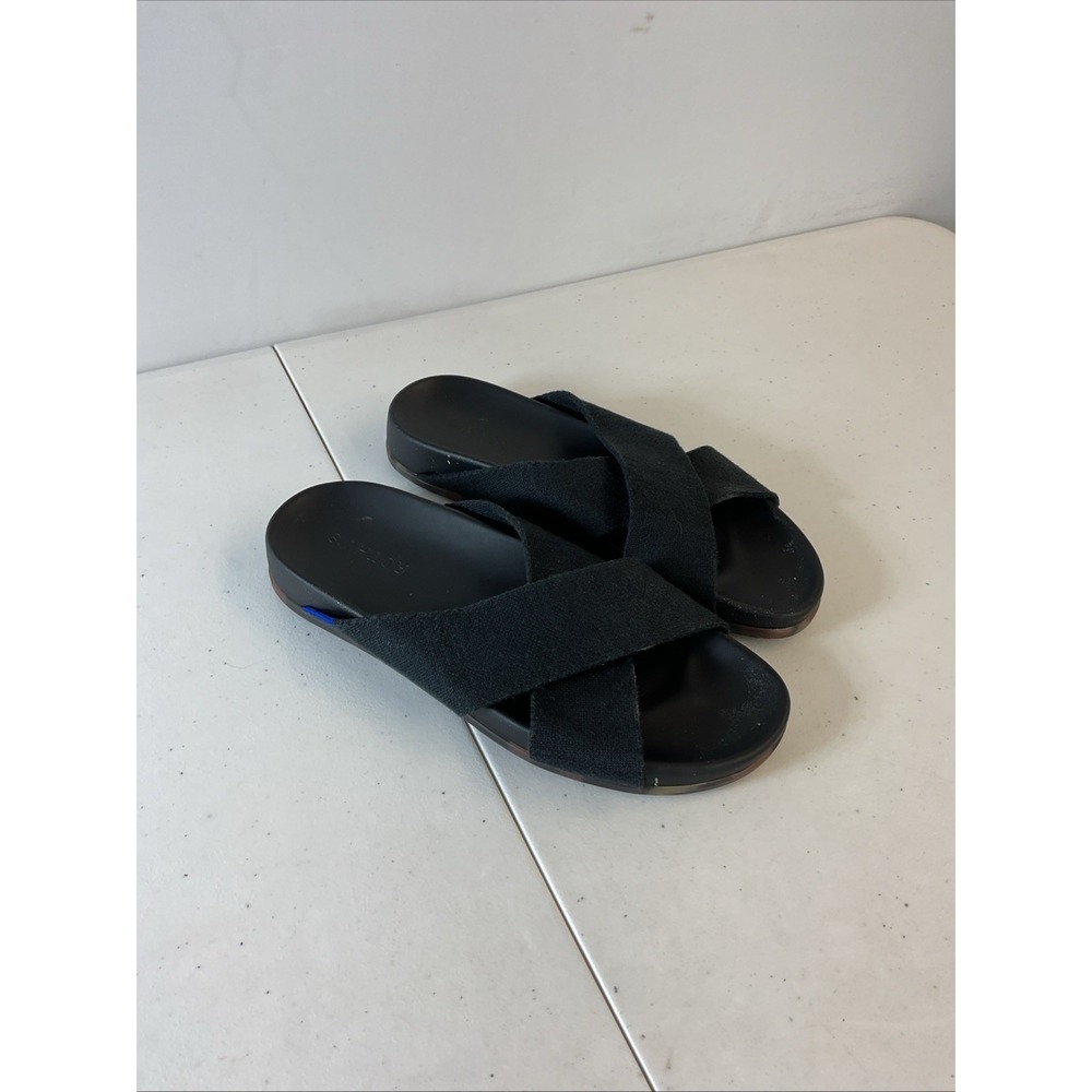 ROTHYS The Weekend Slide‎ Women's Sz 9.5, Black Sandals Beach Resort Casual